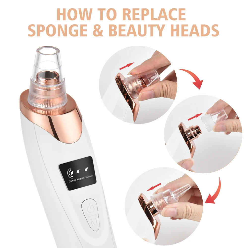 Blackhead Remover Vacuum Suction USB Rechargeable Facial Pore Cleaner