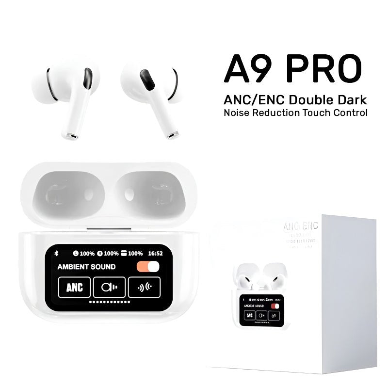 A9 Pro High Quality Sound, ENC Noise Reduction Wireless AirPods With Smart Touch Screen Control - wardrox